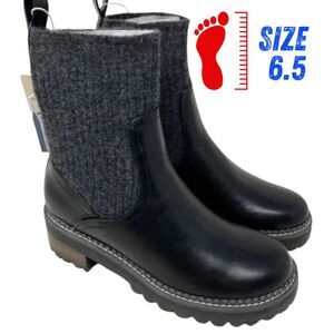 Universal Thread Black Chelsea Ankle Boots Sweater Sock Ribbed Top Size 6.5